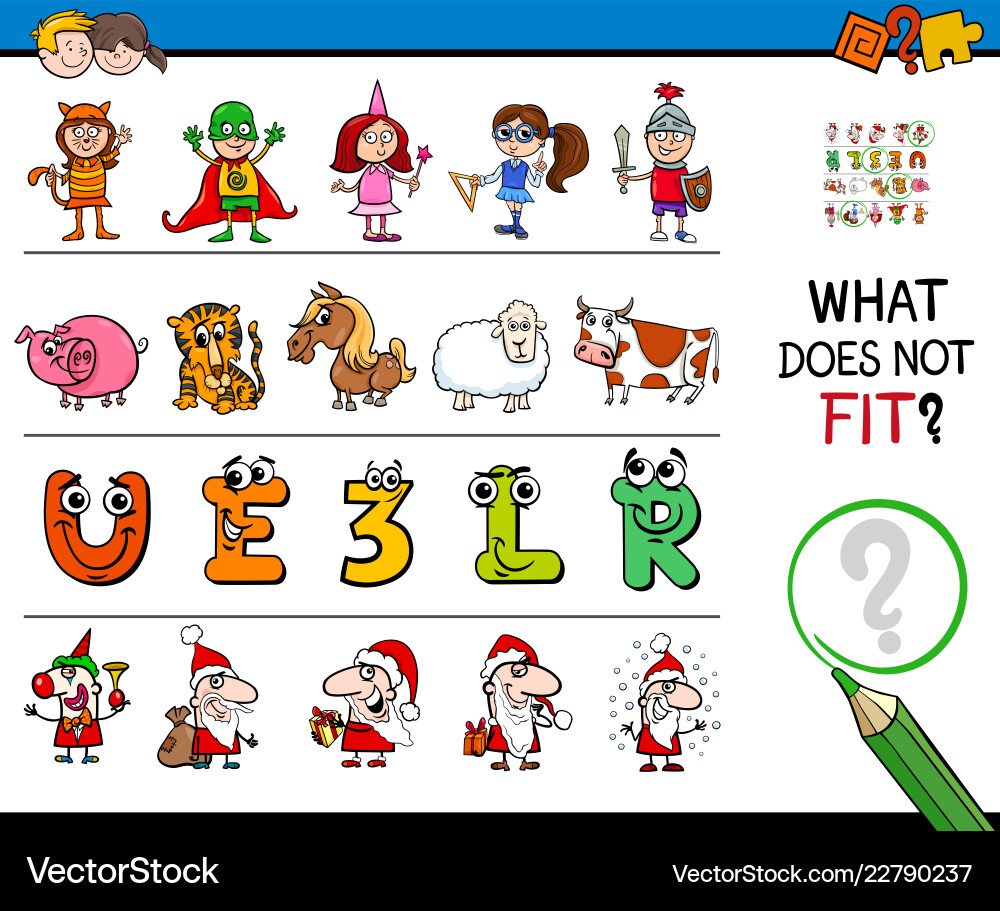 Find wrong picture in a row educational game Find wrong picture in a row educational game vector image