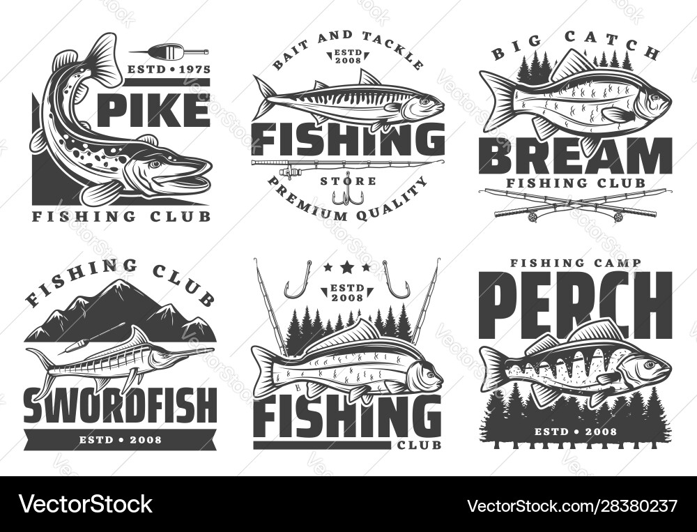 Fisher club big fish catch fishing camp tours Fisher club big fish catch fishing camp tours vector image