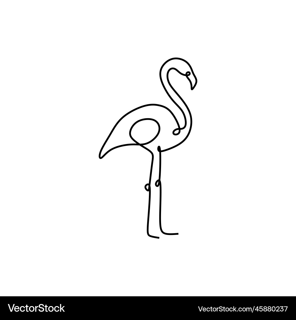 Flamingo simple line drawing continuous one Flamingo simple line drawing continuous one Vector Image