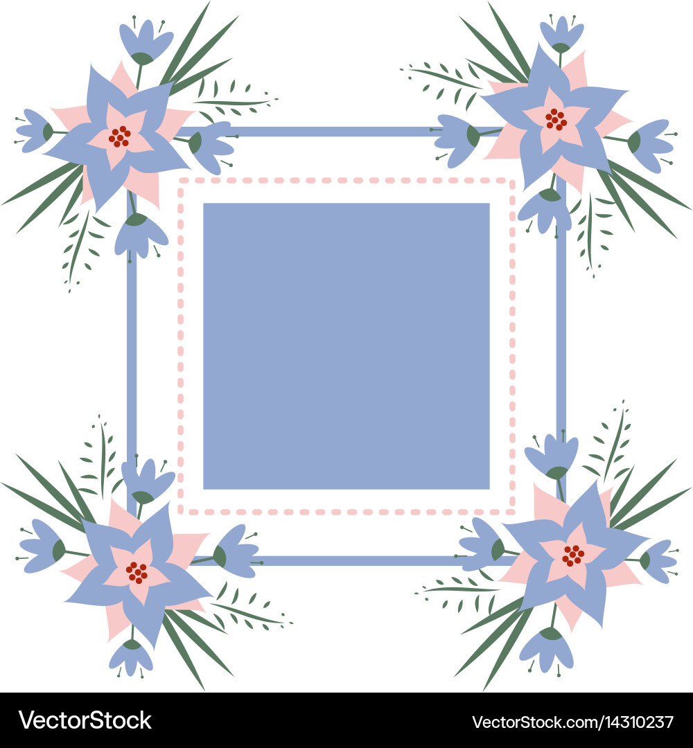 Floral Rectangle Frame Vector Image