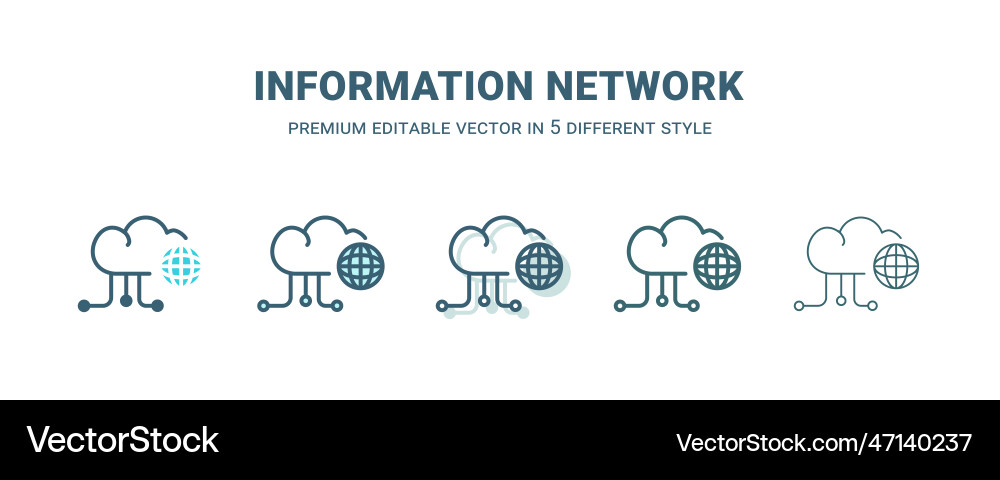 Information network icon in 5 different style Information network icon in 5 different style vector image