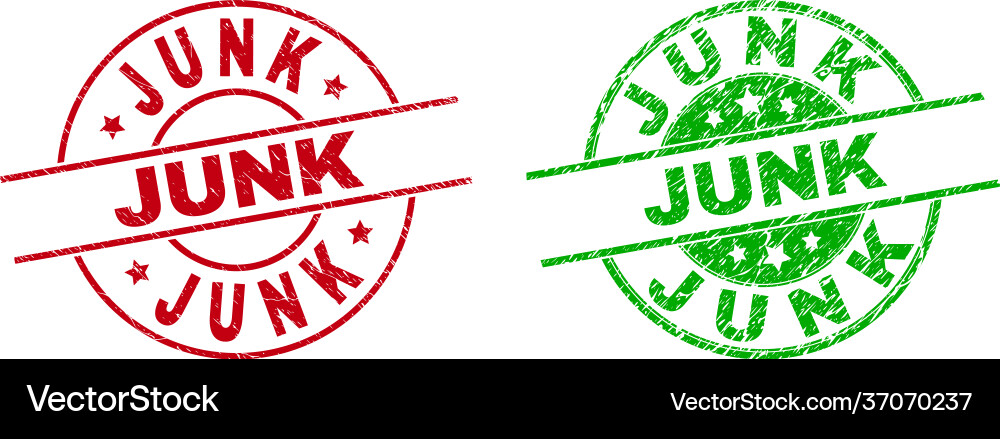 Junk round badges using corroded style Vector Image