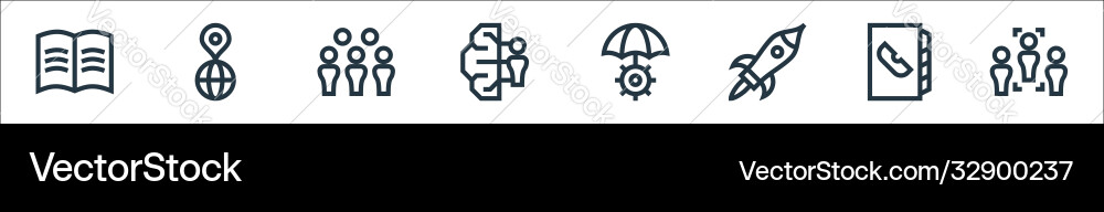 Management line icons linear set quality Management line icons linear set quality vector image