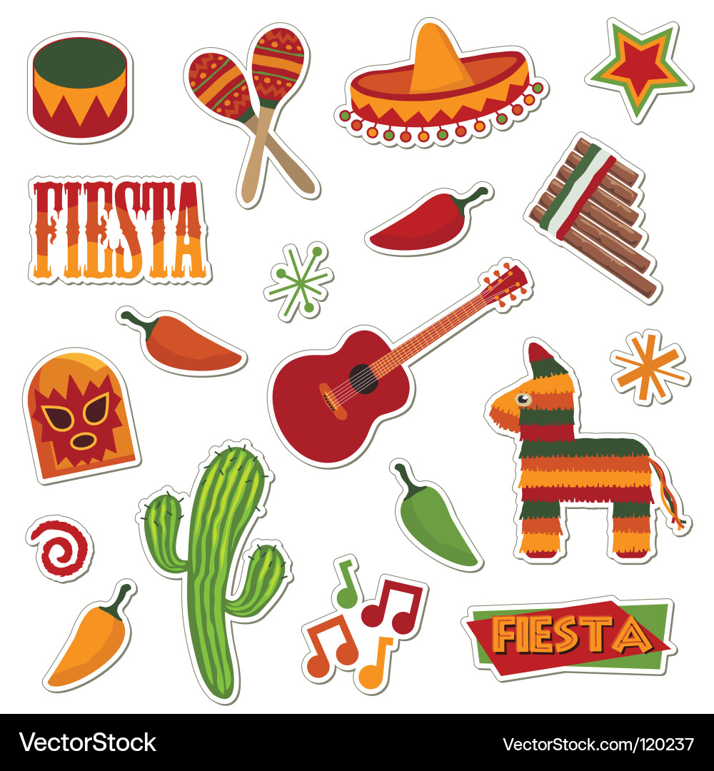 Mexican stickers Royalty Free Vector Image VectorStock
