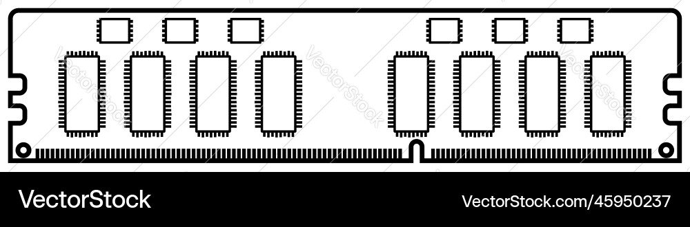 Outline ram for desktop computer memory stick vector image