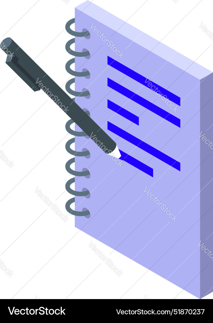 Pen writing on notepad taking notes for business Pen writing on notepad taking notes for business Vector Image