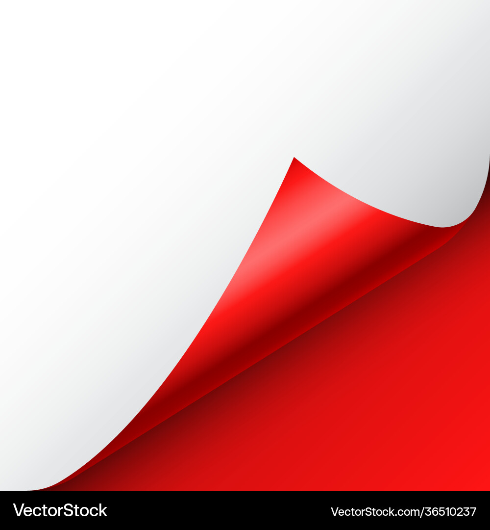 Red paper curl curled page corner with shadow Red paper curl curled page corner with shadow vector image