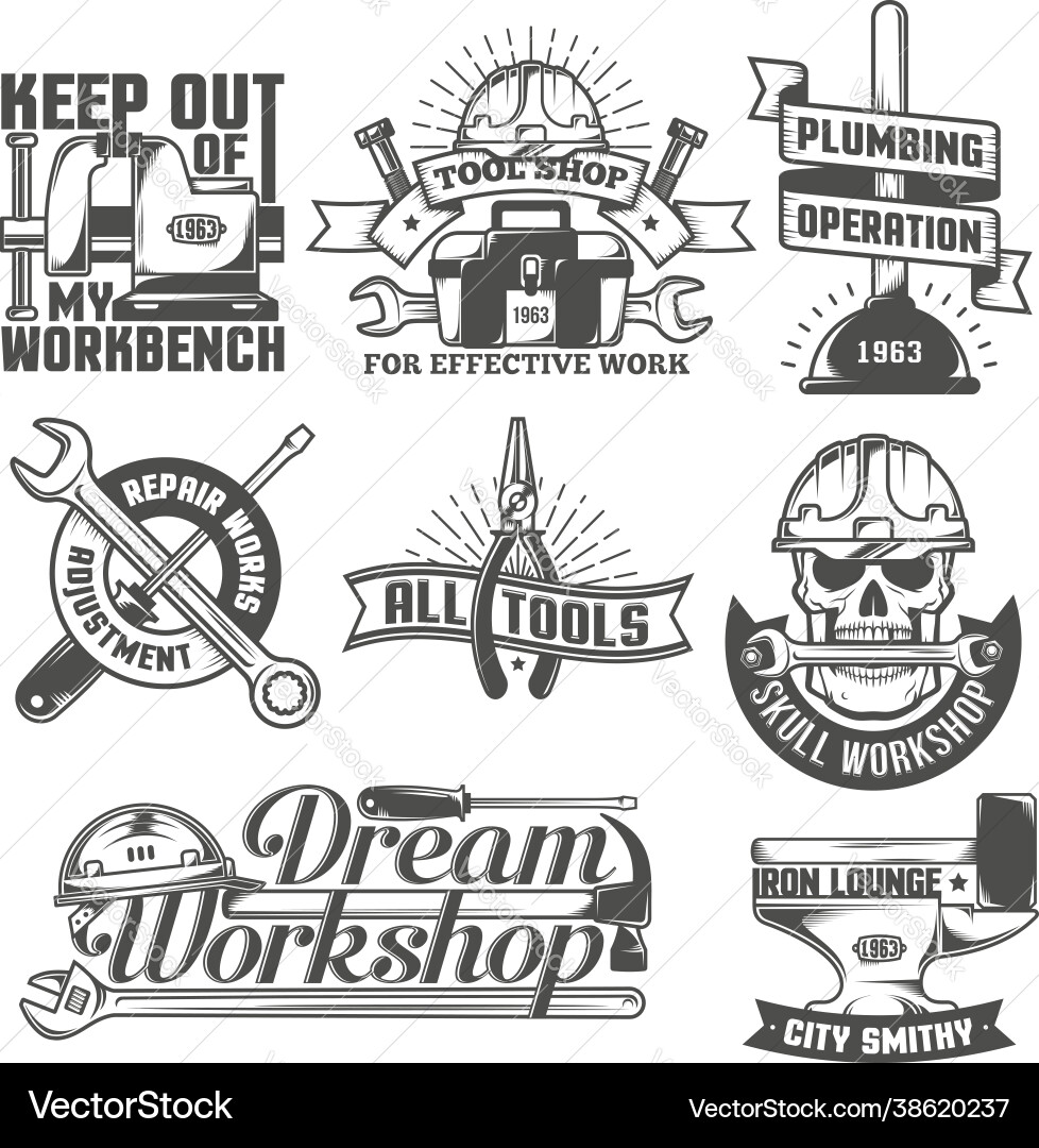 Repair workshop logos Repair workshop logos vector image