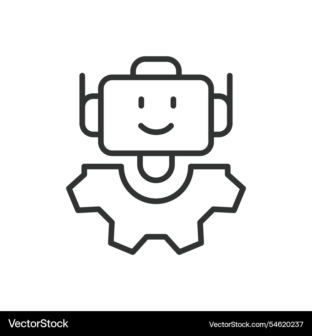 Robot engineering icon in line design Robot engineering icon in line design vector image