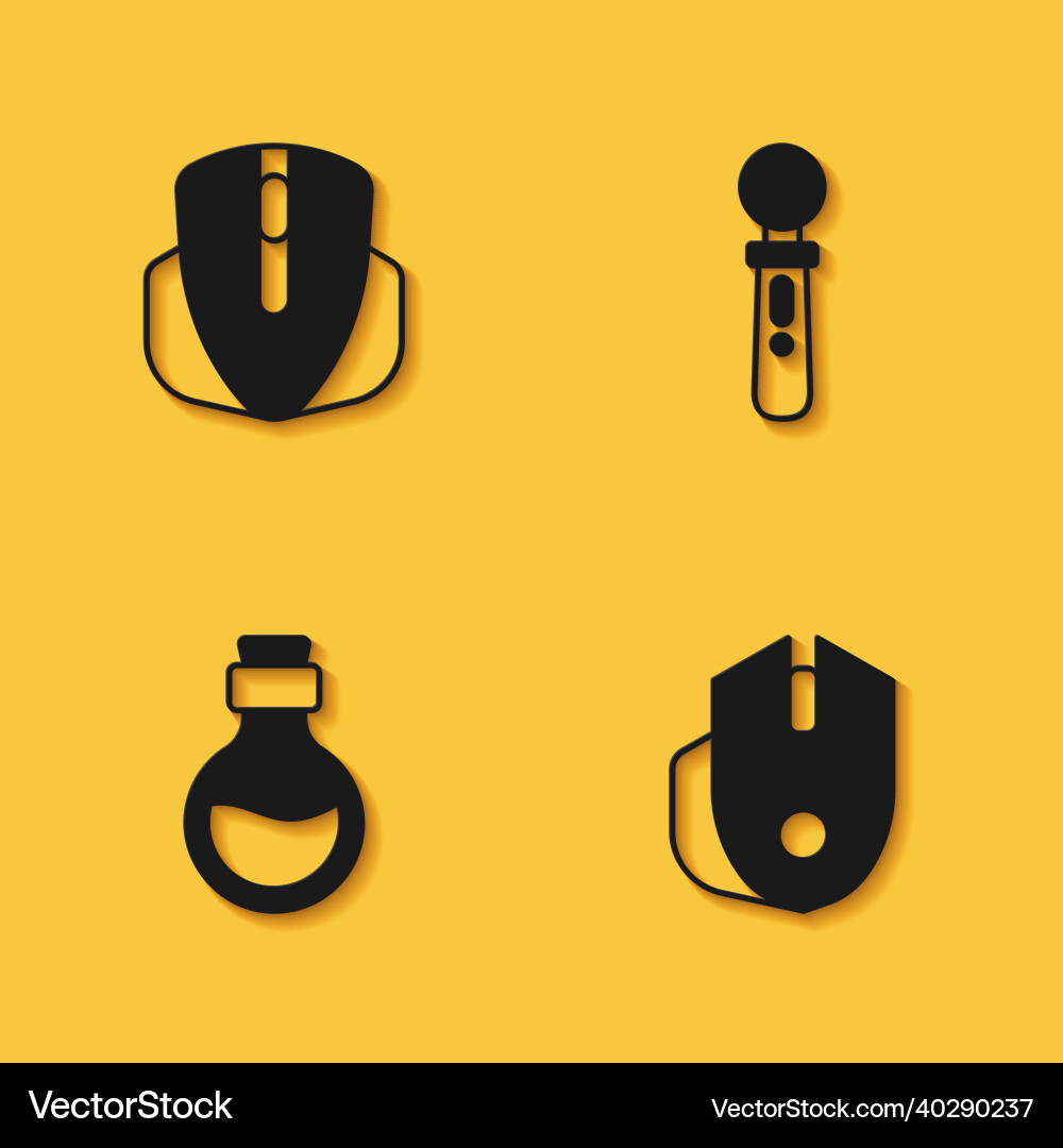 Set computer mouse bottle with magic elixir Set computer mouse bottle with magic elixir vector image
