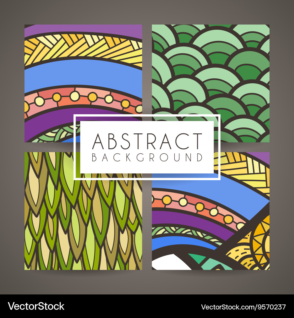 Set of four colorful intricate patterns Vector Image