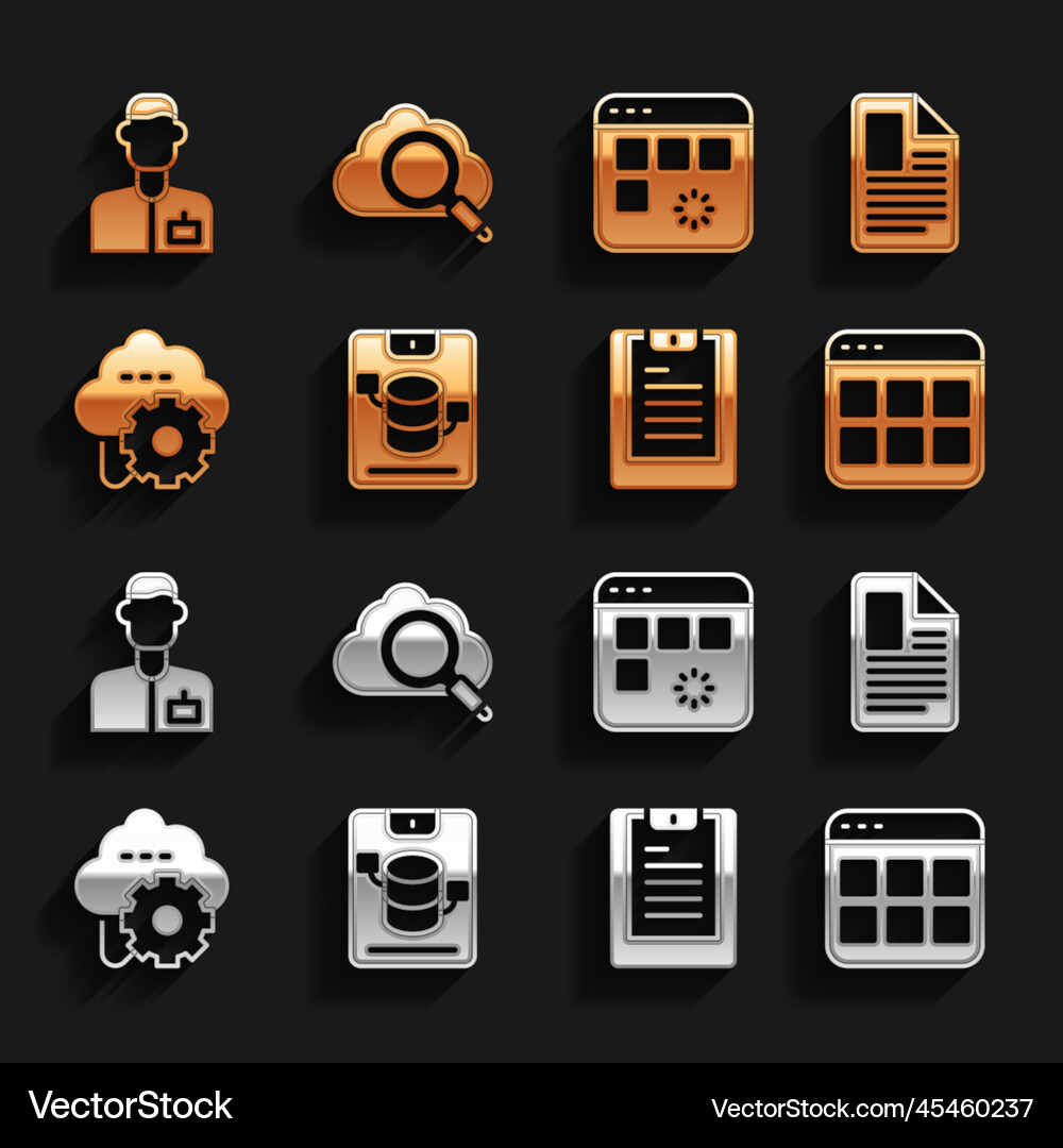 Set server data web hosting file document Vector Image