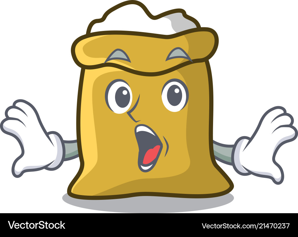 Surprised flour mascot cartoon style Vector Image