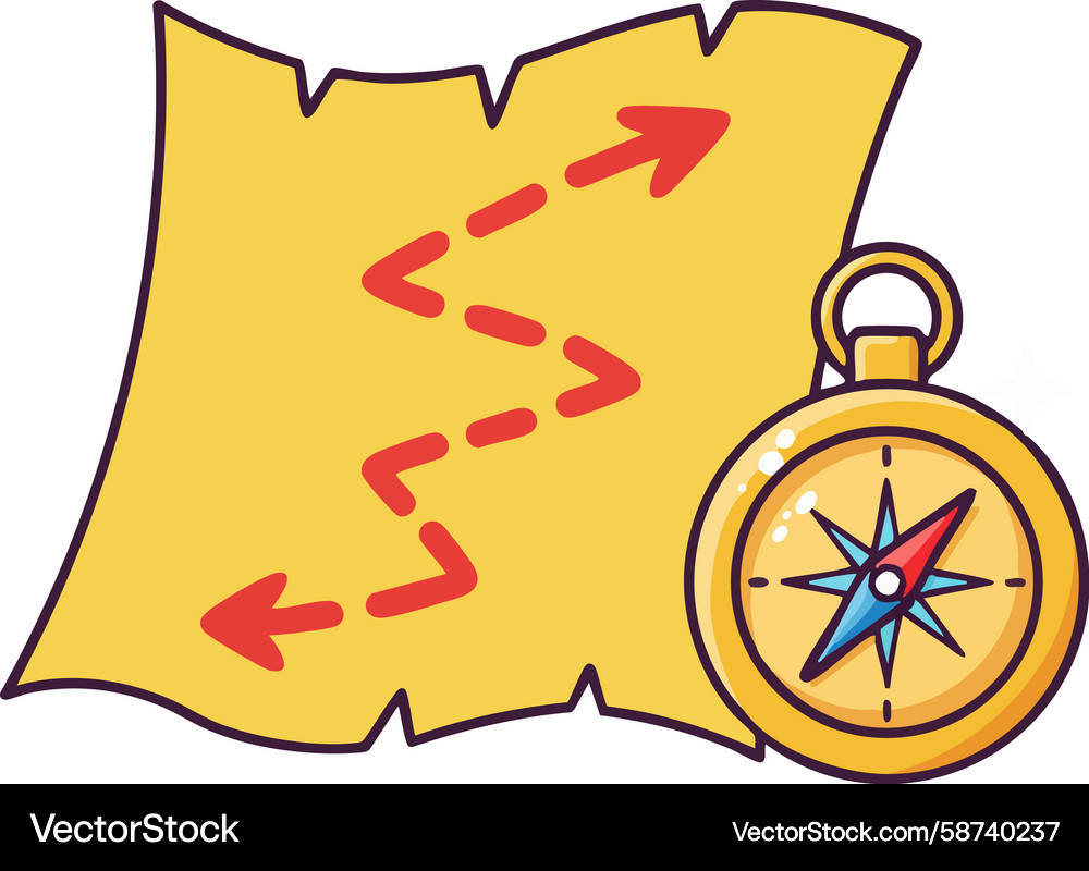 Treasure map with red directional arrows Vector Image