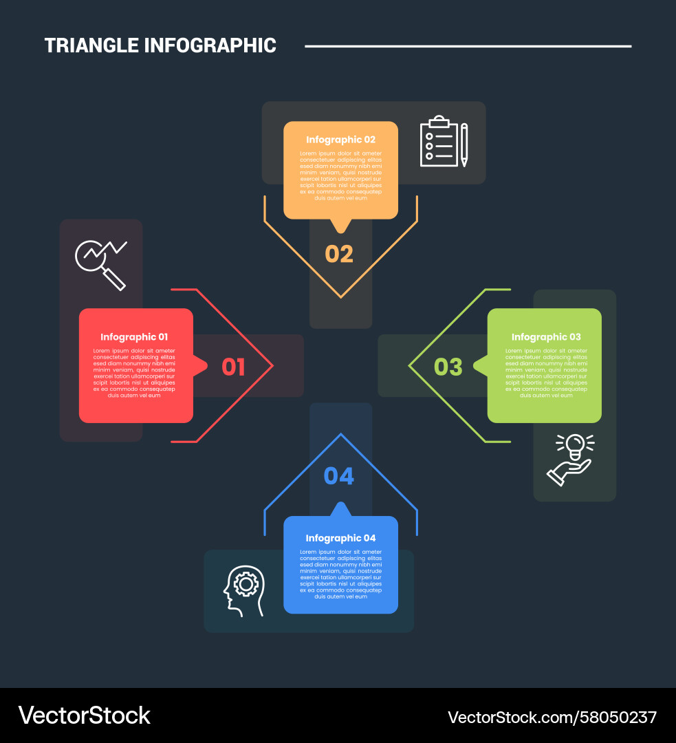 Triangle shape infographic process diagram with x Vector Image