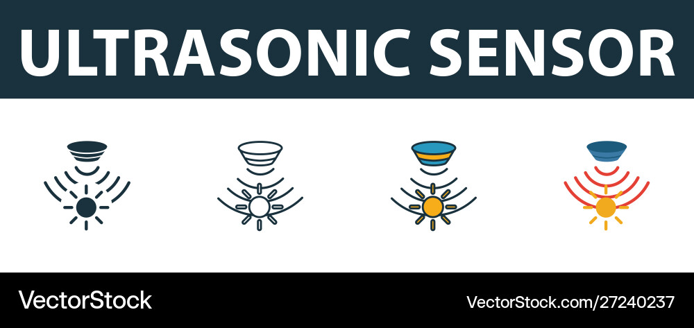 Ultraschall-Sensor-Icon-Set Premium-Symbol Ultraschall-Sensor-Icon-Set Premium-Symbol vektorbild