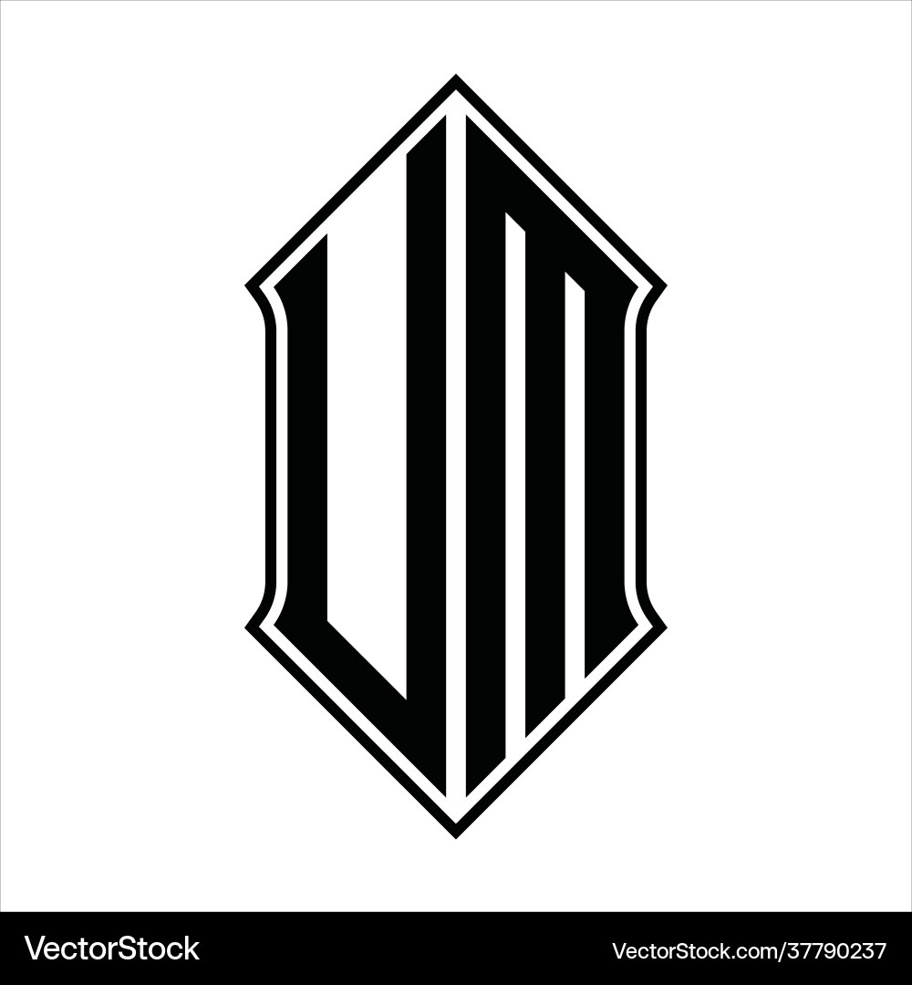Um logo monogram with shieldshape and outline vector image