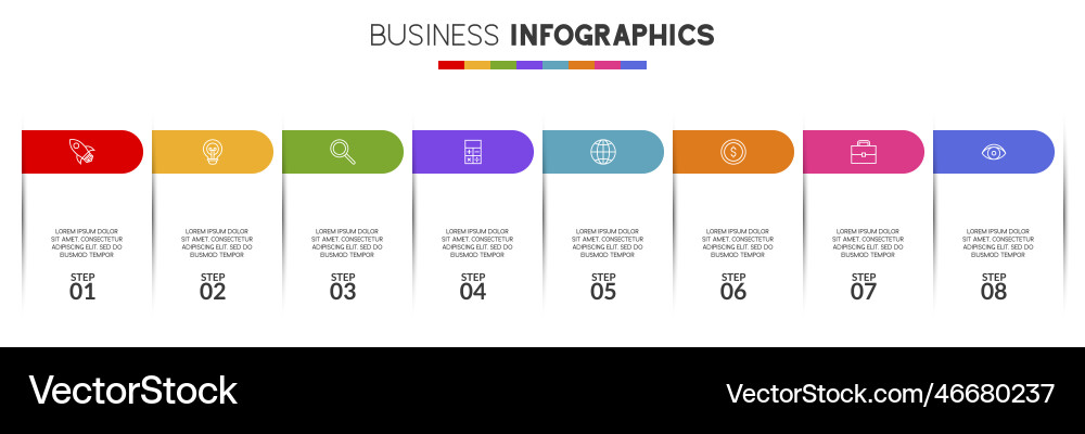 Workflow Process Diagram - 8 Steps Vector Image