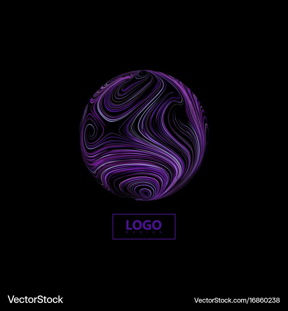 Abstract 3d sphere textured with swirled colorful vector image