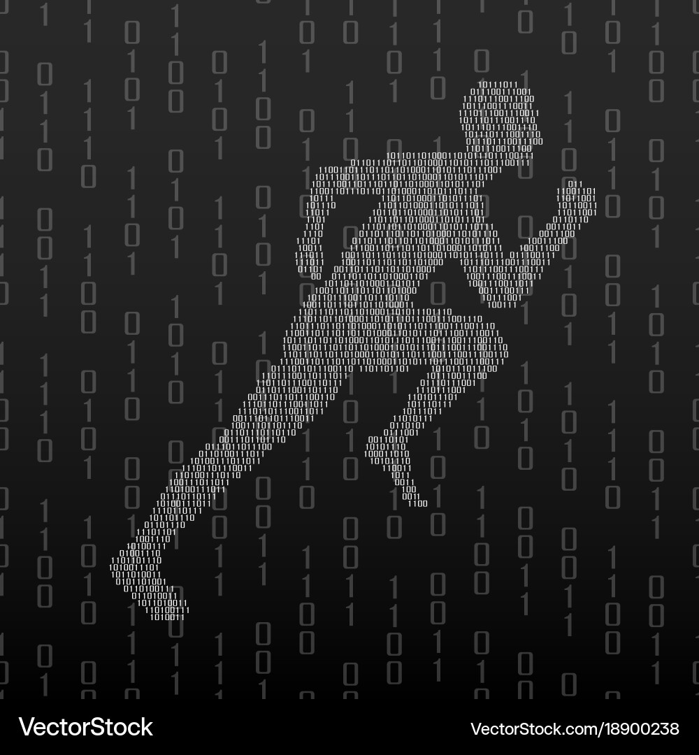 Abstract silhouette running man from binary vector image
