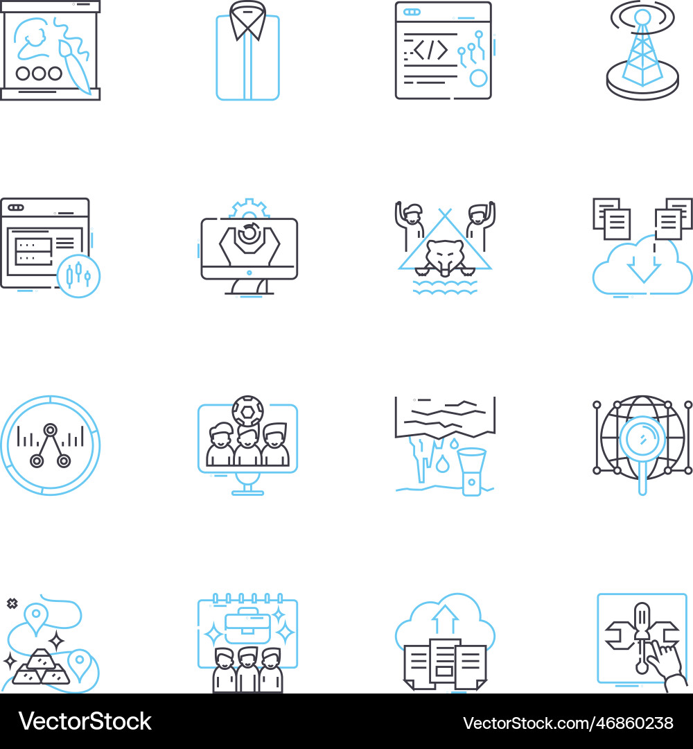Data analytics linear icons set insights metrics vector image