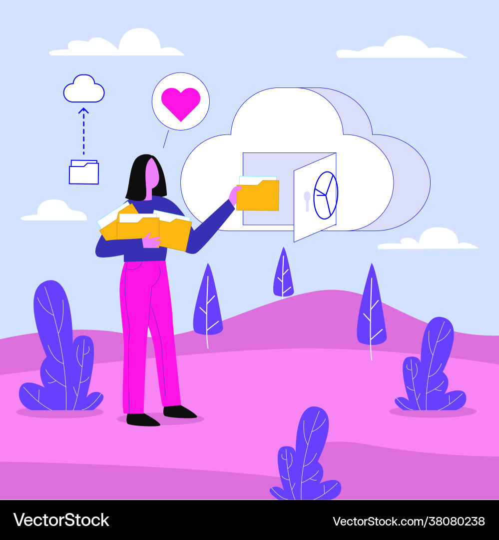 Data upload on server concept vector image