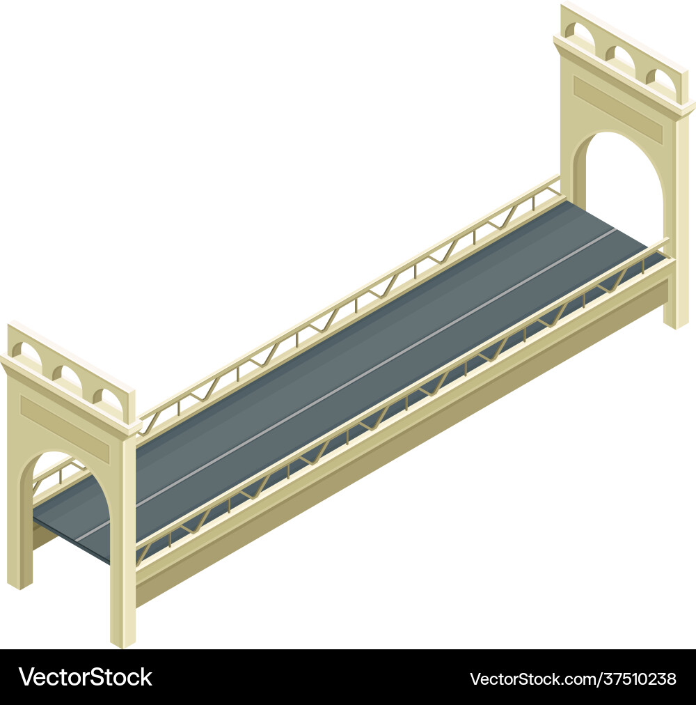 Fixed bridge with concrete balustrade railing Fixed bridge with concrete balustrade railing Vector Image