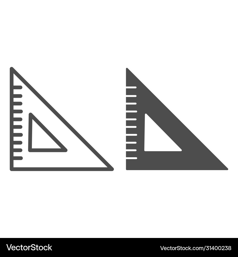 Geometric triangular ruler line and solid icon Geometric triangular ruler line and solid icon vector image