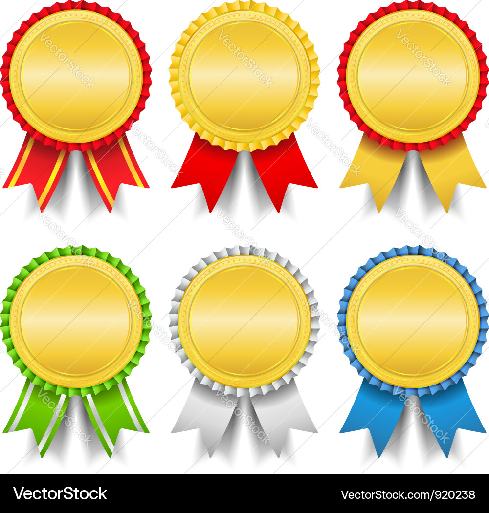 Golden Medals Set Vector Image