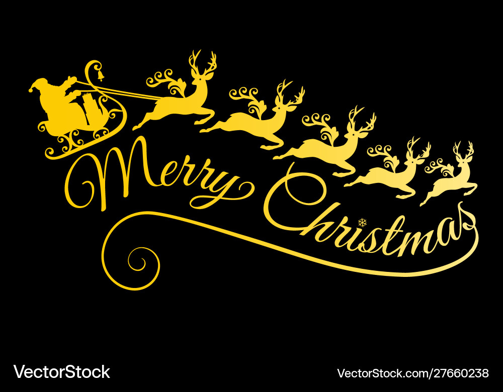 Golden Santa Sleigh Weihnachten vektorbild