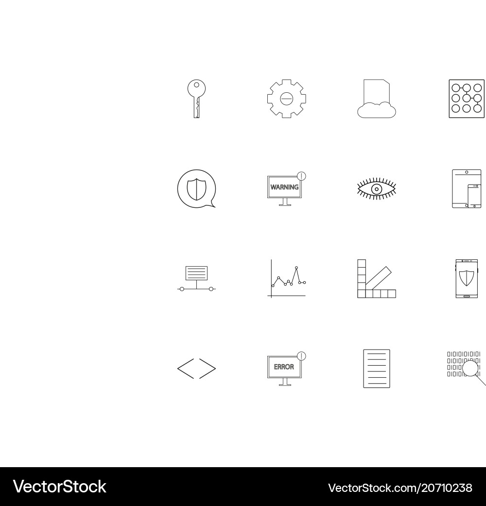 Internet technologies simple linear icons set Vector Image