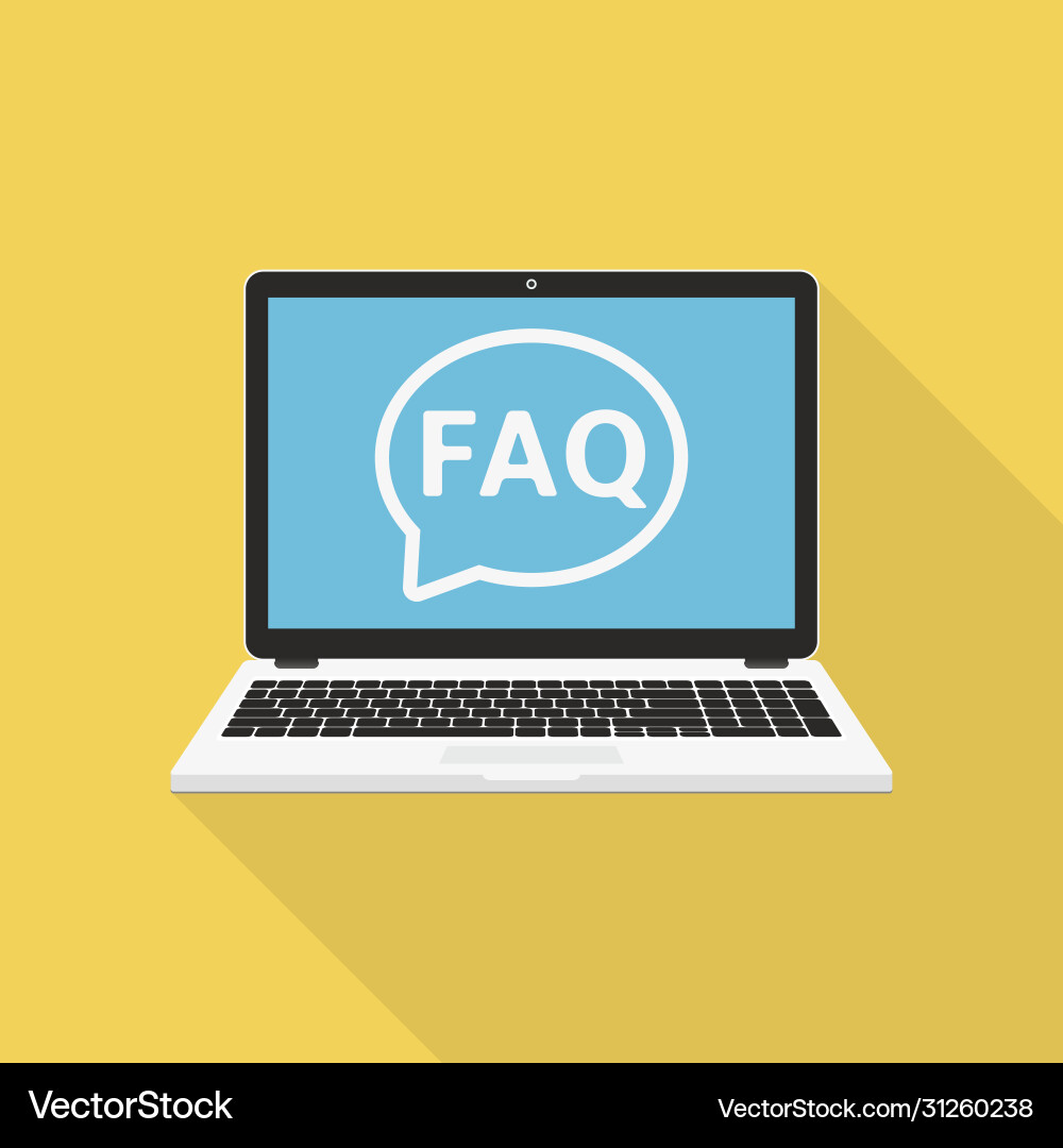 Laptop with frequently asked questions solution Laptop with frequently asked questions solution vector image