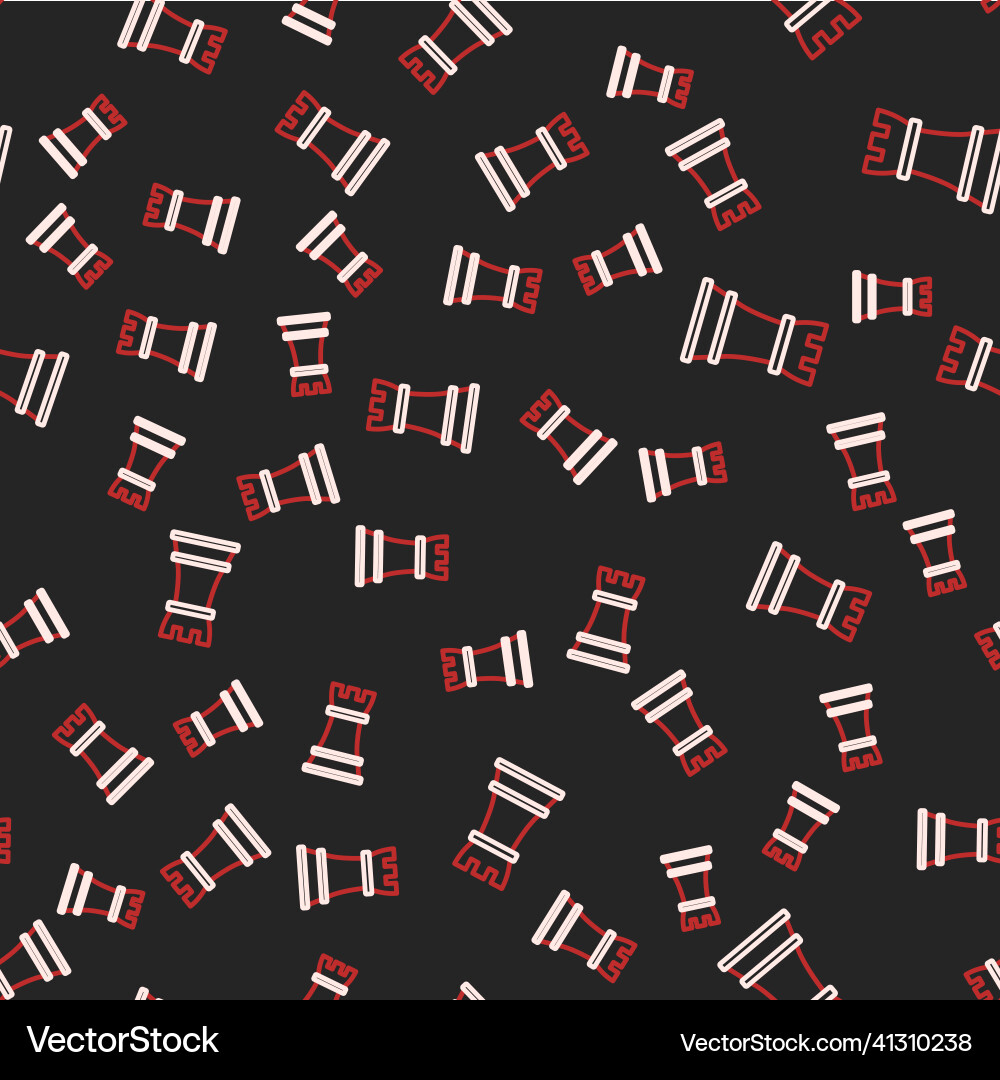 Line chess icon isolated seamless pattern on black Vector Image