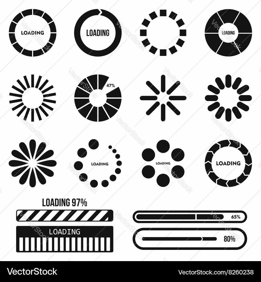 Loading & Progress Icons - Simple Style vector image