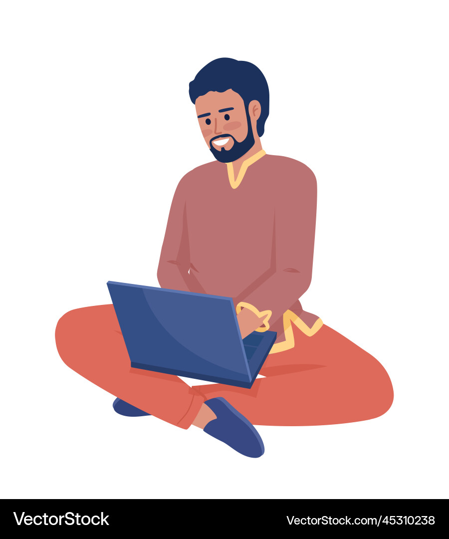 Man working semi flat color character Vector Image