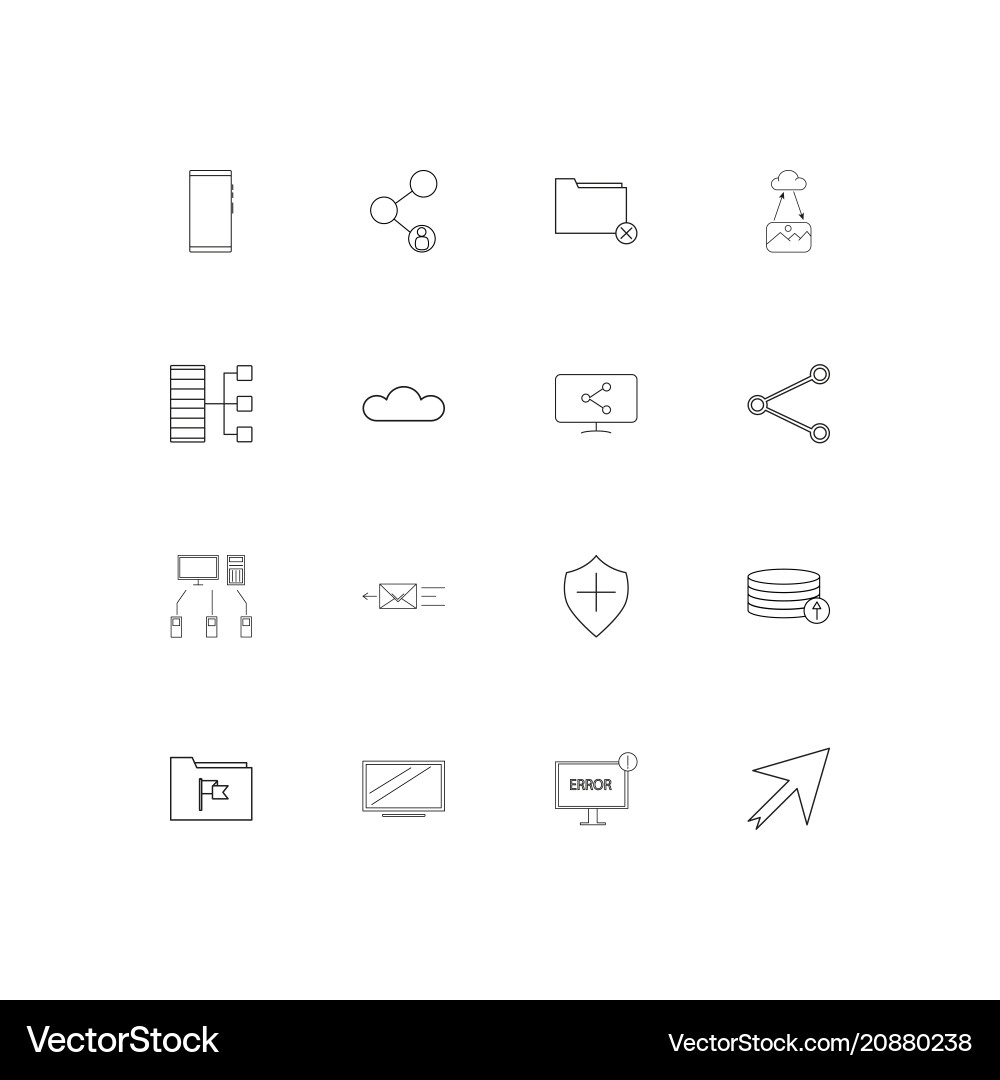 Network and database linear thin icons set vector image