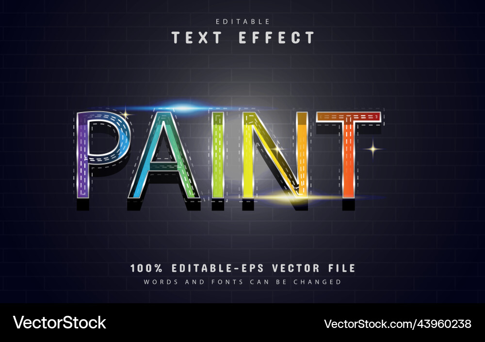 Paint text effect with colorful gradient Paint text effect with colorful gradient vector image