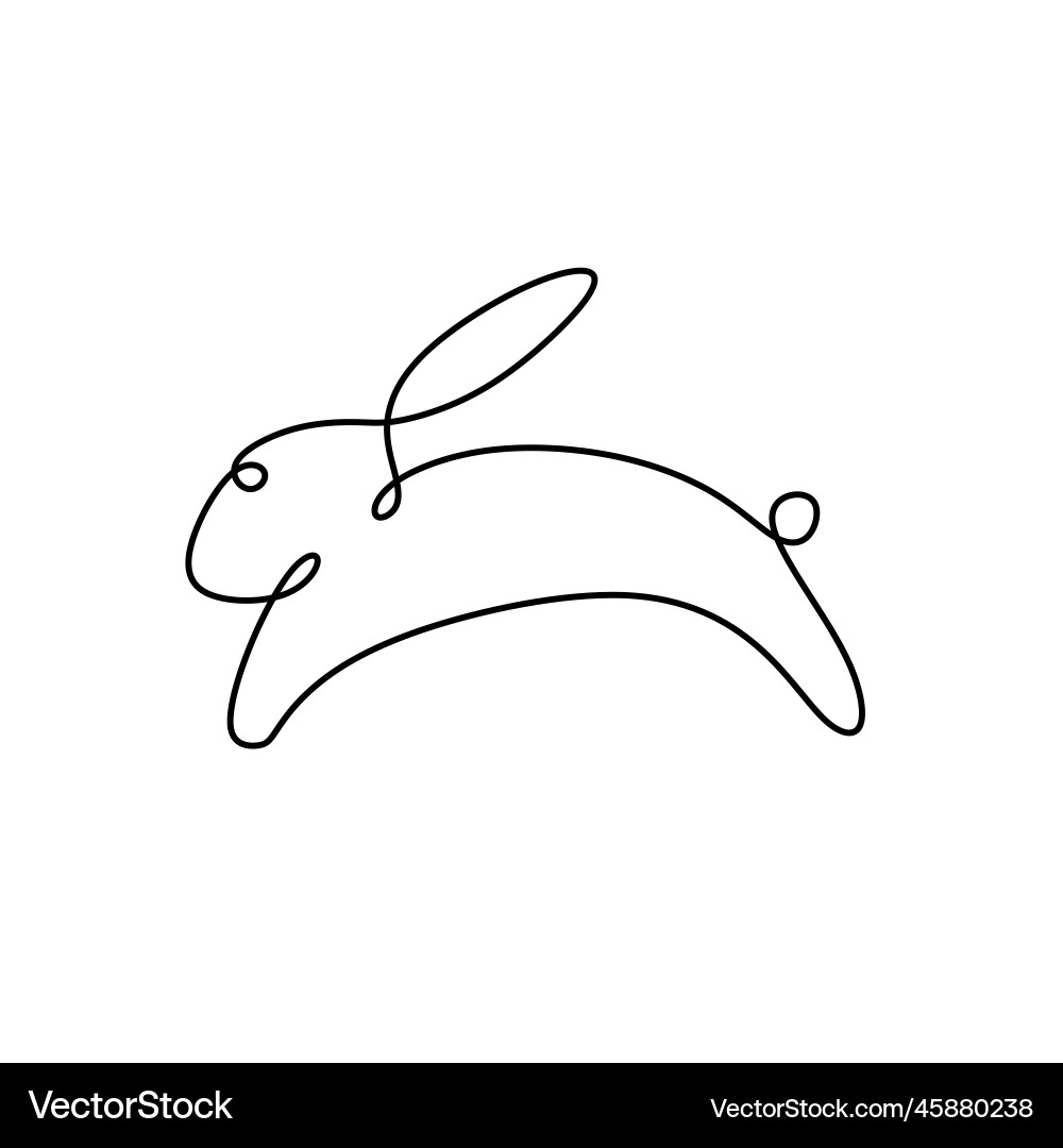 Rabbit continuous one line drawing minimalism Rabbit continuous one line drawing minimalism vector image