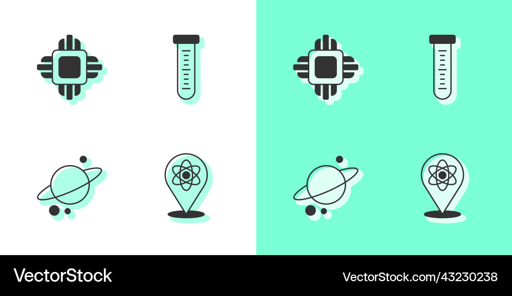 Set atom processor cpu planet saturn and test Vector Image