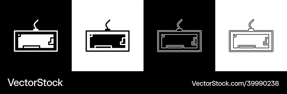 Set computer keyboard icon isolated on black Set computer keyboard icon isolated on black vector image