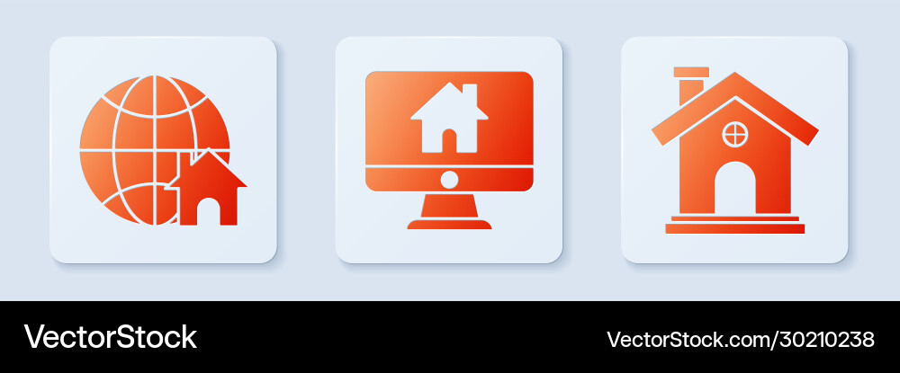 Set computer monitor with smart home globe vector image