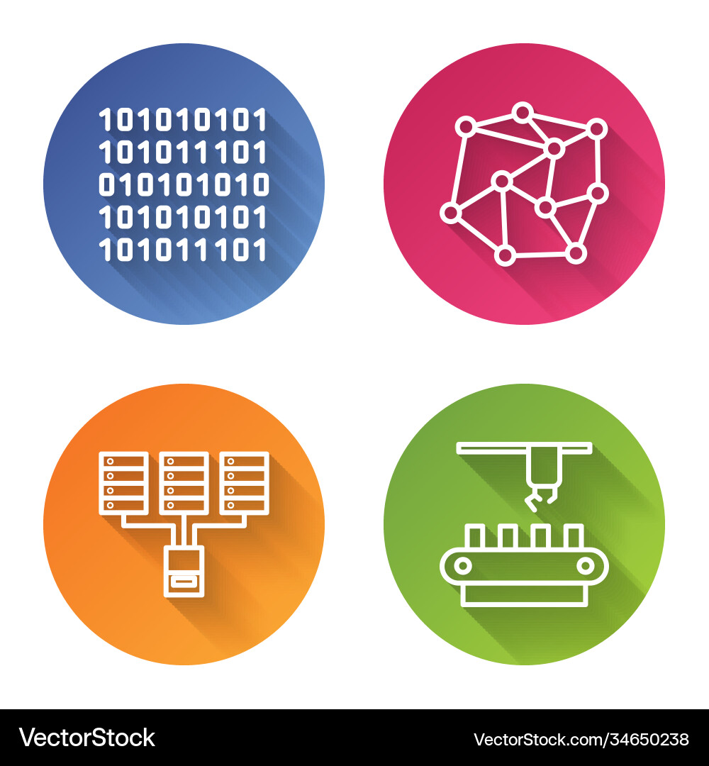 Set line binary code neural network server data vector image