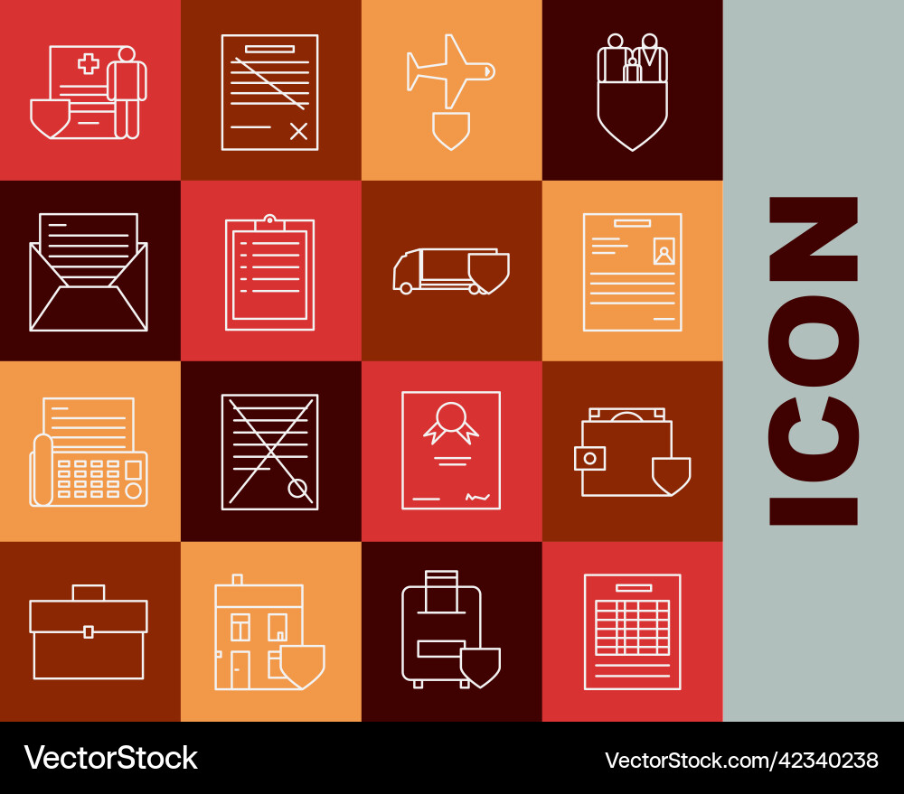 Set line report file document wallet and money vector image