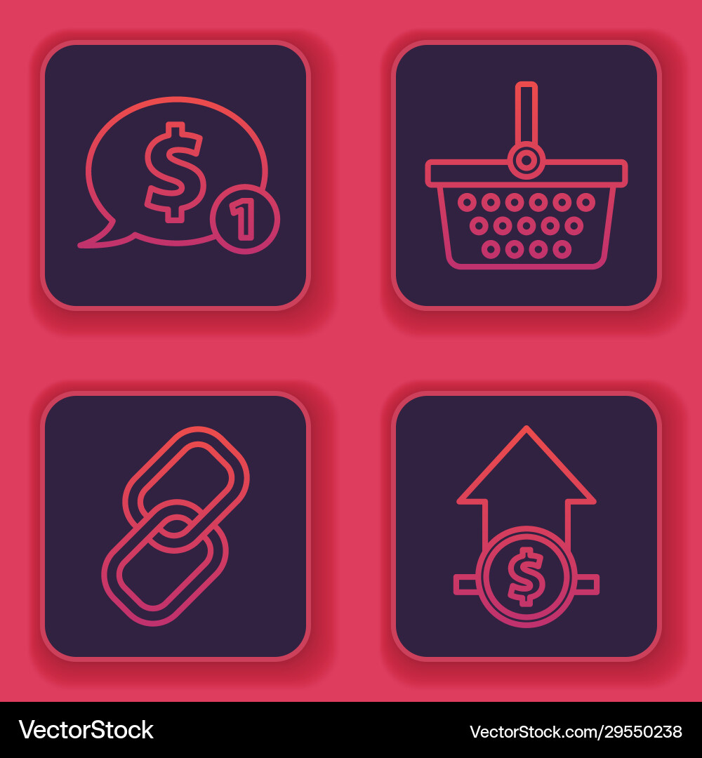 Set line speech bubble with dollar chain link Vector Image