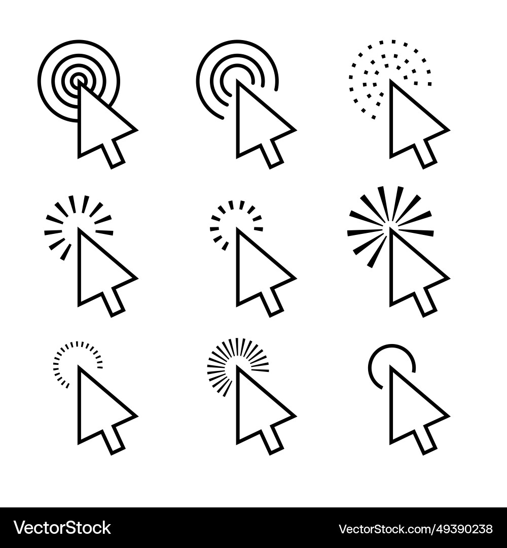 Set of computer mouse arrow sign design vector image