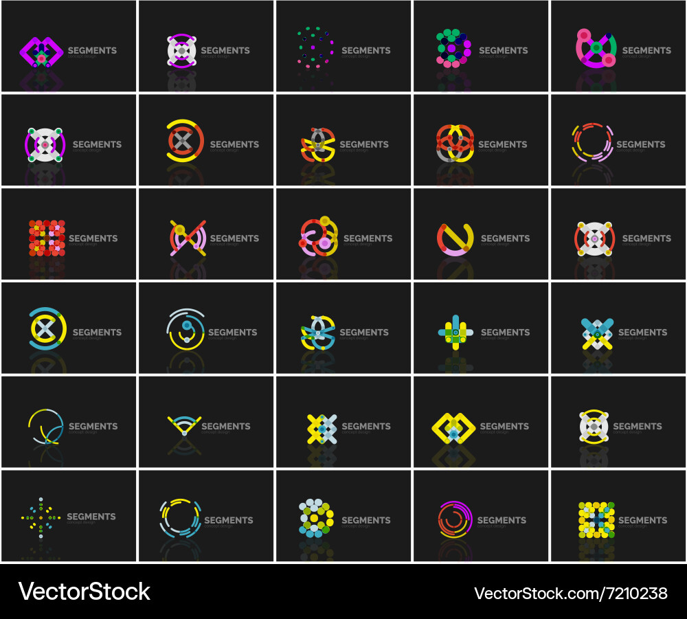 Set of linear abstract logos and swirl shapes vector image