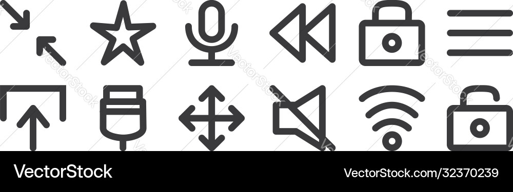 12 set linear user interface icons thin 12 set linear user interface icons thin vector image
