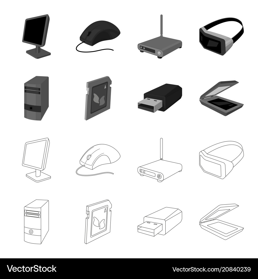A system unit flash drive scanner and sd A system unit flash drive scanner and sd Vector Image