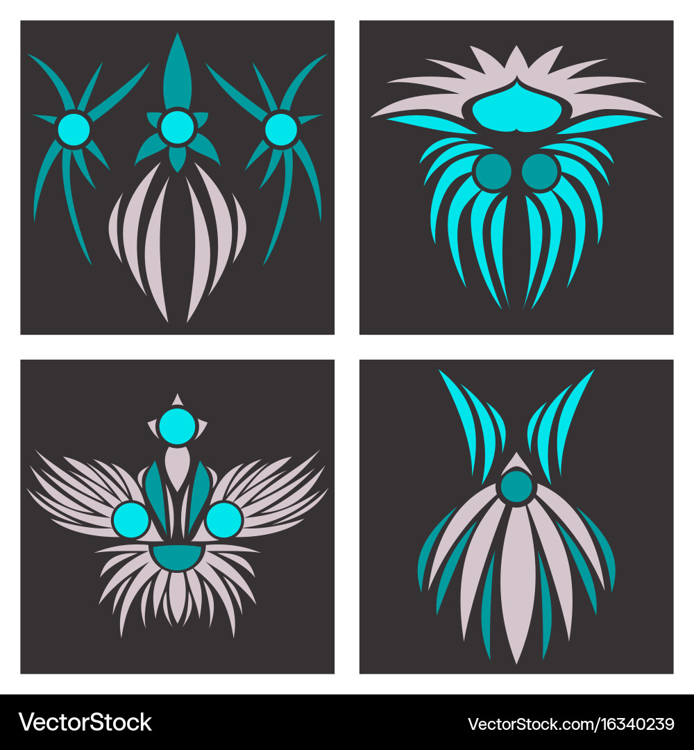 Assembly of patterns in oriental style vector image
