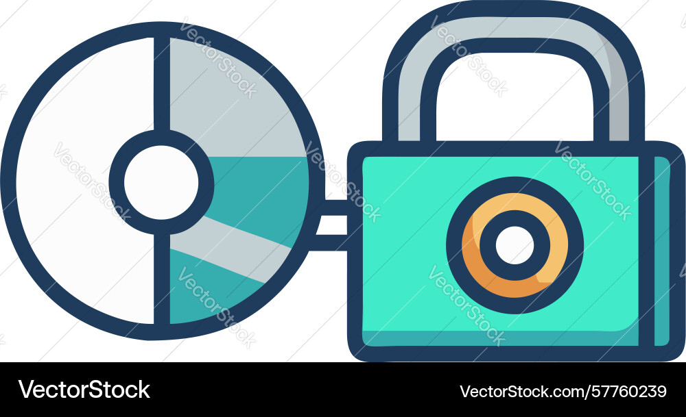 Cd with padlock icon secure digital media access Vector Image